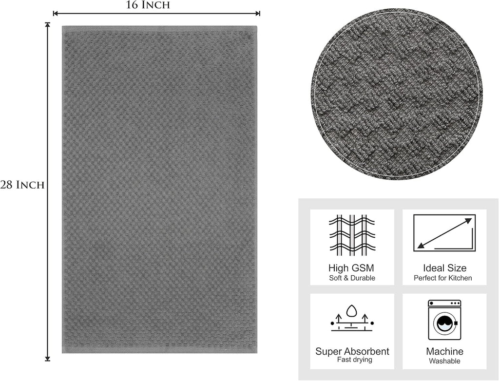 Amazing Kitchen Towel - 12 Pack 100% Cotton Waffle Terry Towel | Charcoal - 16x28 Euro Café Waffle Weave Dish Towels