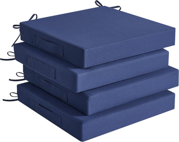 Outdoor Chair Cushions Set of 4 for Outdoor Patio Furniture, Waterproof Patio Seat Cushions with Handle & Ties, 3