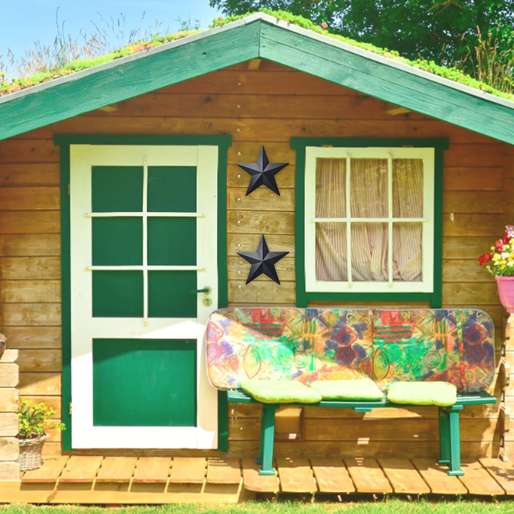 15.5"2Pcs Barn Star Wall Decor Texas Stars Art, Metal Stars for Outside Rustic Vintage Western Country Farmhouse Home