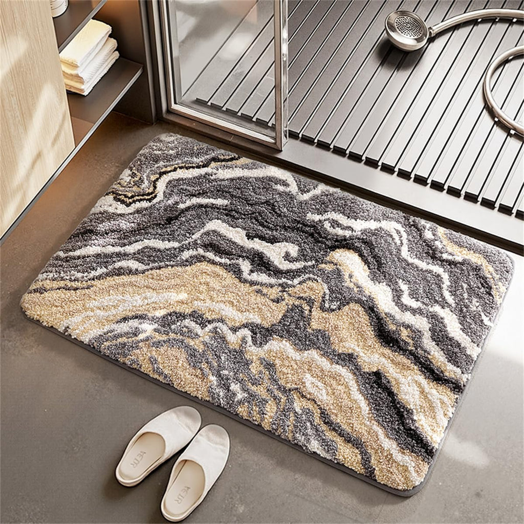 Luxurious Nordic Bathroom Rug, Extra Soft Fluffy Bath Mat, Absorbent, Non-Slip, Easy to Care and Fast Drying, Modern