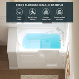 Floridian 55" x 33" Walk-in Bathtub with Right-Side Door Opening and Quick Fill and Drain System, Rectangular Soaking
