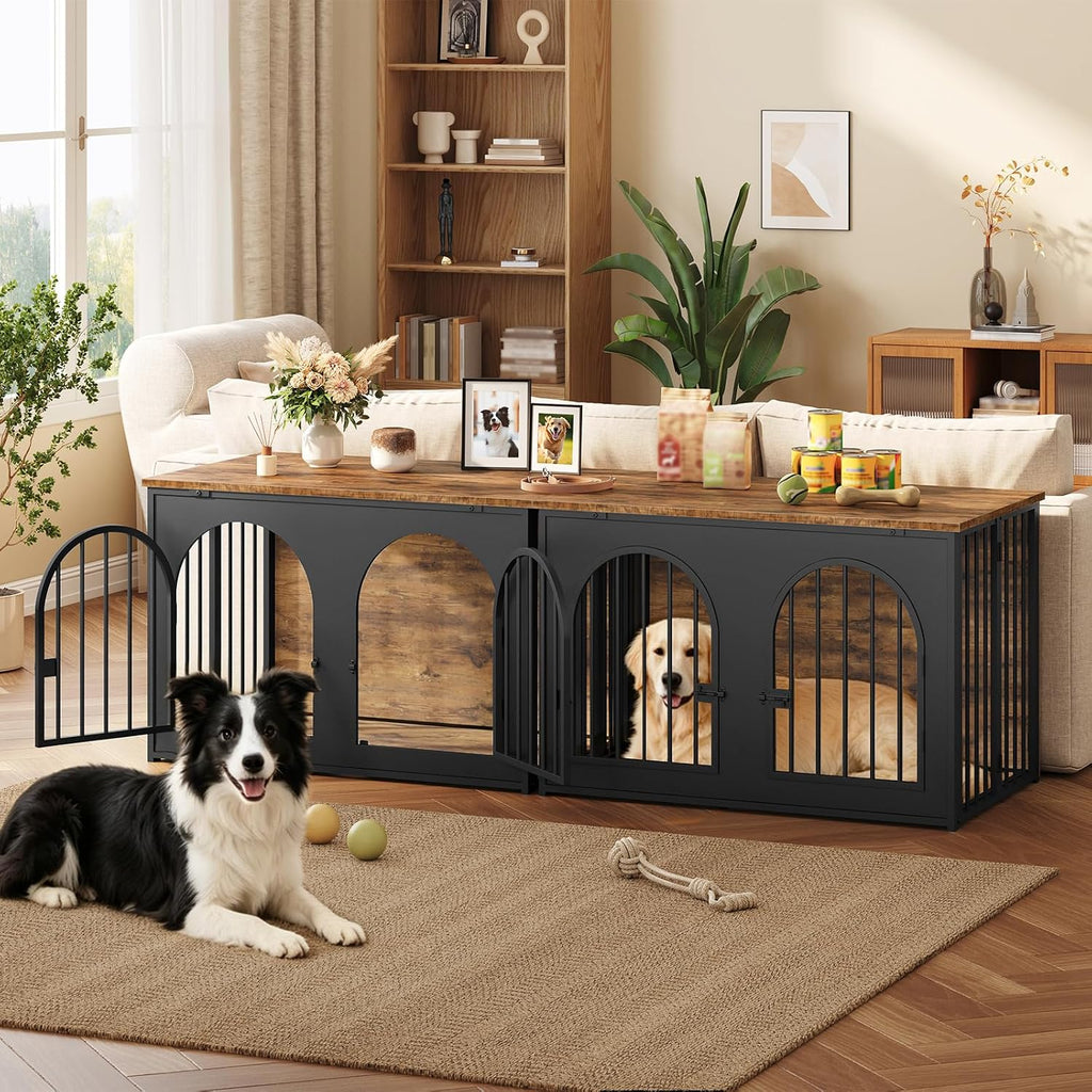 Dog Crate Furniture Foldable, Assembly-Free Dog Kennel
