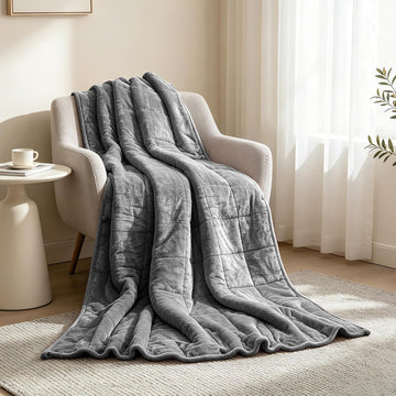 Soft Fuzzy Sherpa Fleece Weighted Blanket for Adults, Grey, 60" x 80" | 15 lbs, Dual Sided Flannel, Heavy Blanket