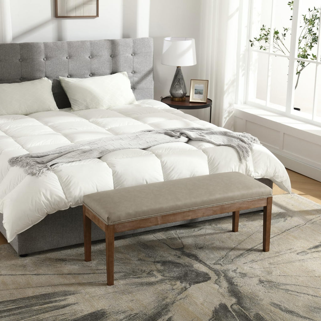 Padded Entryway Bench PU Leather Upholstered Dining Table Benches Farmhouse Shoe Bench Seat Bedroom End of Bed 45.5"