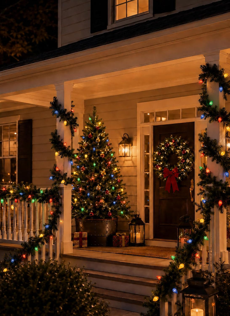 C9 Christmas Lights Outdoor 100FT Multicolor LED String Lights 100+4 Bulbs IP65 Waterproof Connectable Warm White