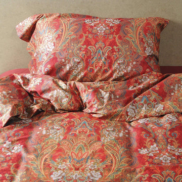 Boho Paisley Print Luxury Duvet Quilt Cover and Shams 3pc Bedding Set Bohemian Damask Medallion Egyptian Cotton