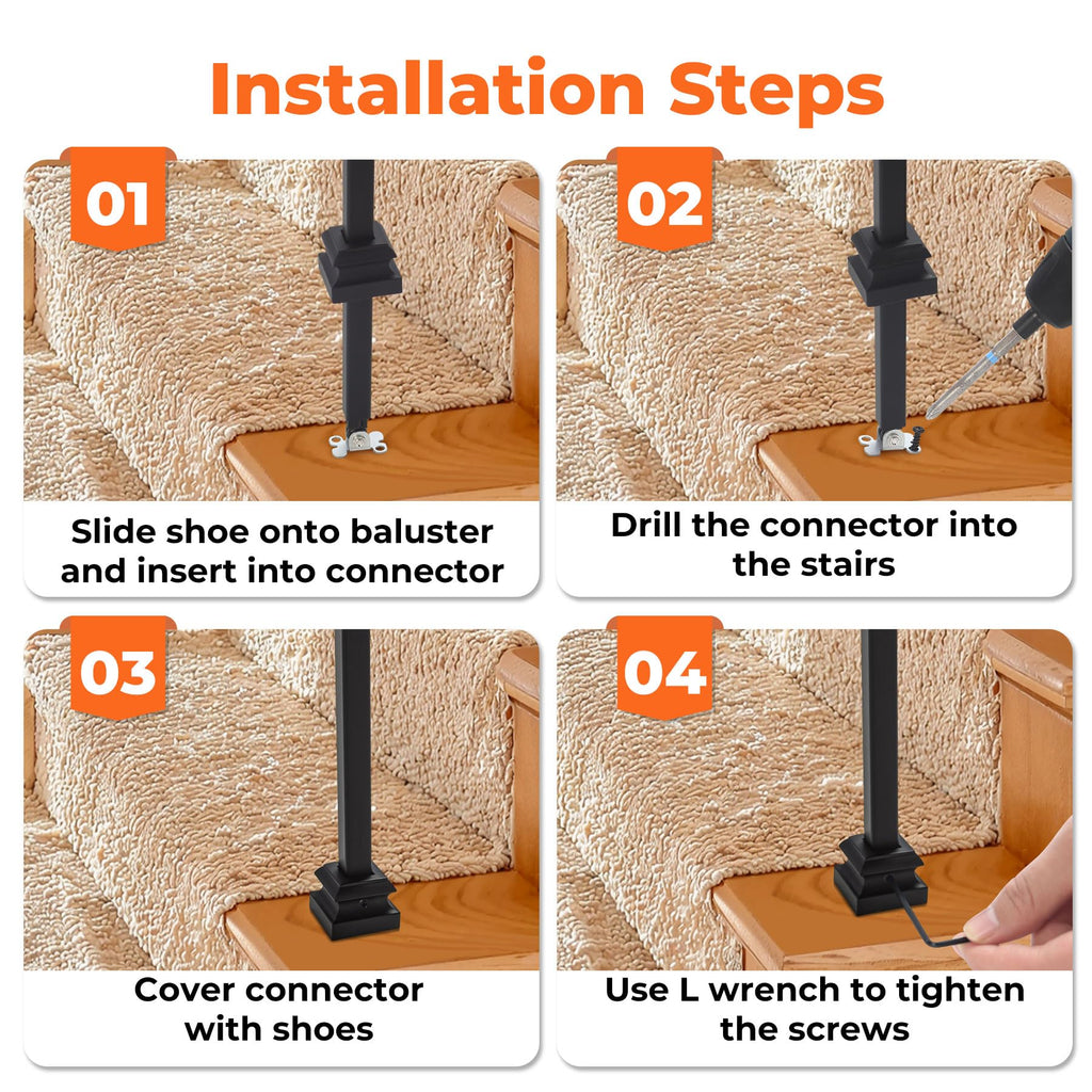 50-Pack Baluster Shoes, Aluminum Flat Shoes with Screws