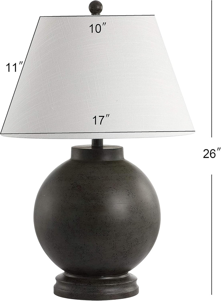 26" Dark Gray Contemporary Resin Sphere LED Table Lamp Bedroom, Transitional Sculptural Desk Lamp