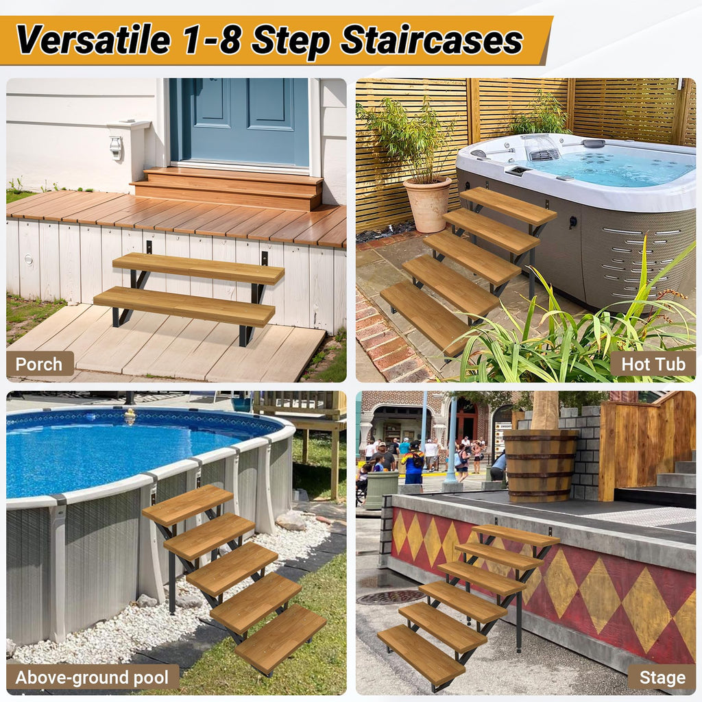 7-Step Stair Step Riser with Reinforcing Support Legs, 3 Packs