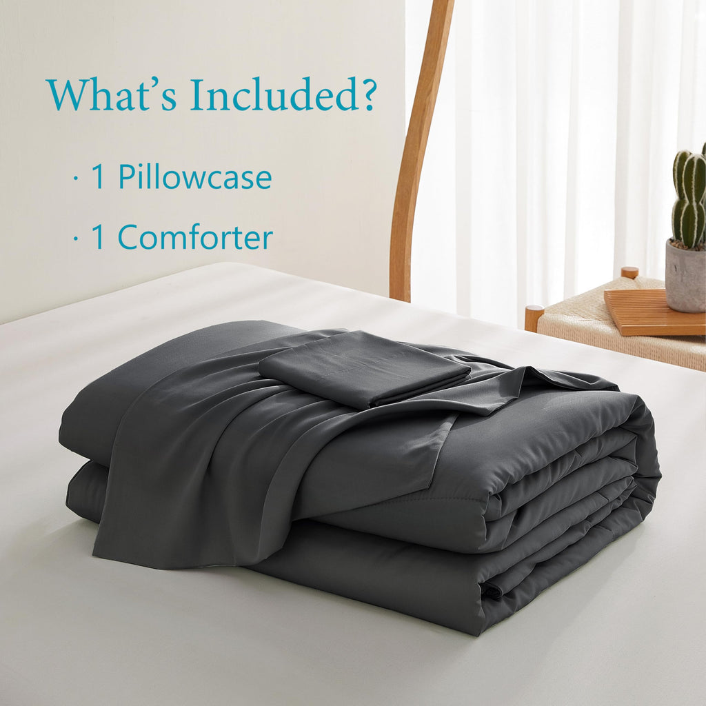 Bamboo Viscose Comforter Set Twin Size 2 Pieces - Dark Grey