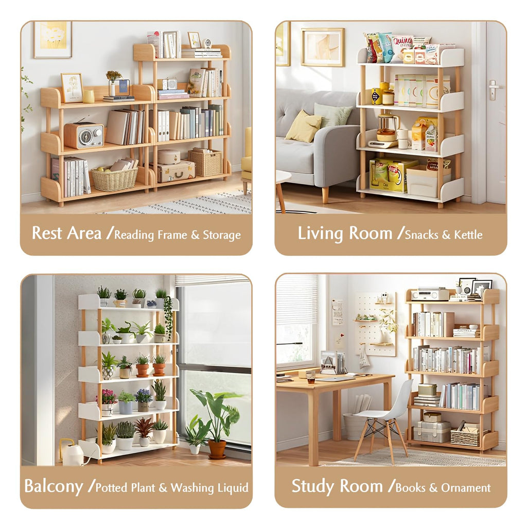 4-Tier Wooden Open Bookcase, Oak