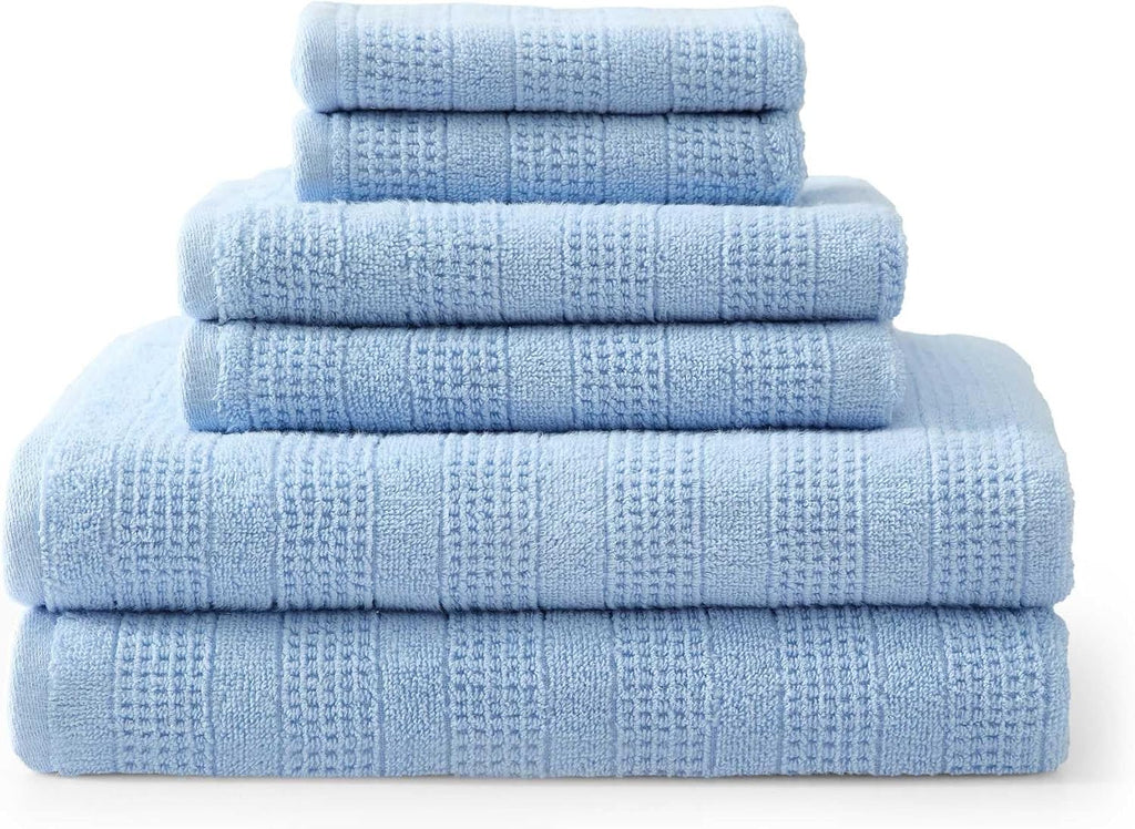 Bath Towels, Soft & Absorbent 100% Cotton Towels, Solid 500 GSM, 6-Piece Bathroom Towel Set with Textured Weave