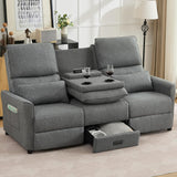 DRMBOOK 74'' RV 3 Seater Recliner Sofa, Linen Fabric Three Camper Couch 3 Seater Recliner