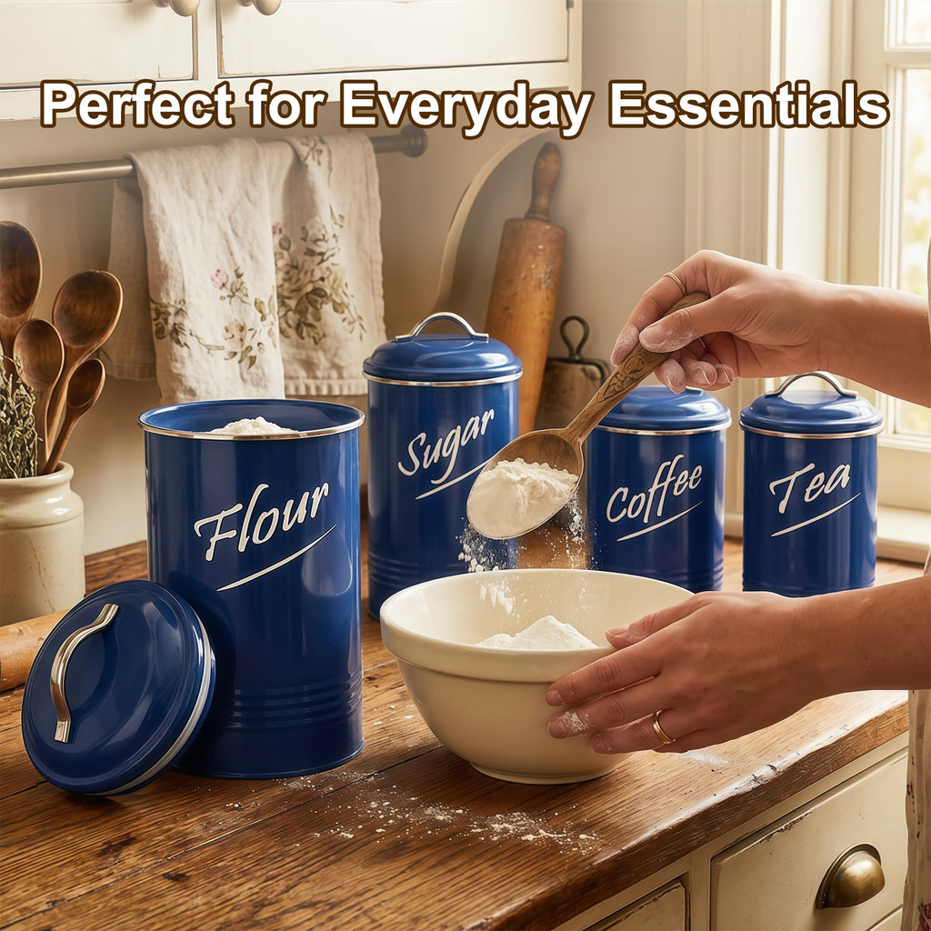 Kitchen Canisters Sets for Countertop-Set of 4, Navy Blue