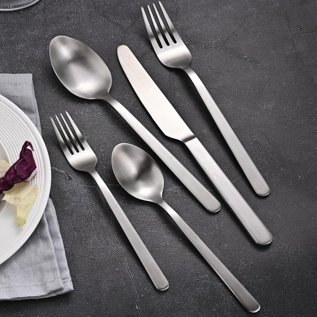 Matte Silver 30-Piece Forged Flatware Set for 4, 18/10 Stainless Steel