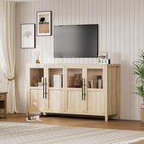 Sideboard Buffet Cabinet with 4 Glass Doors