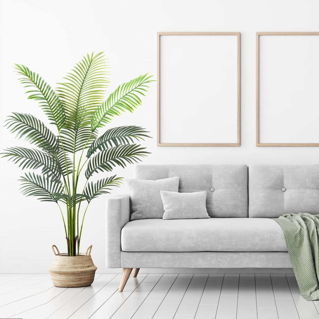 Artificial Golden Cane Palm Tree 5Feet Faux Plant Decor Indoor Outdoor Faux Areca Palm Tree in Pot Perfect