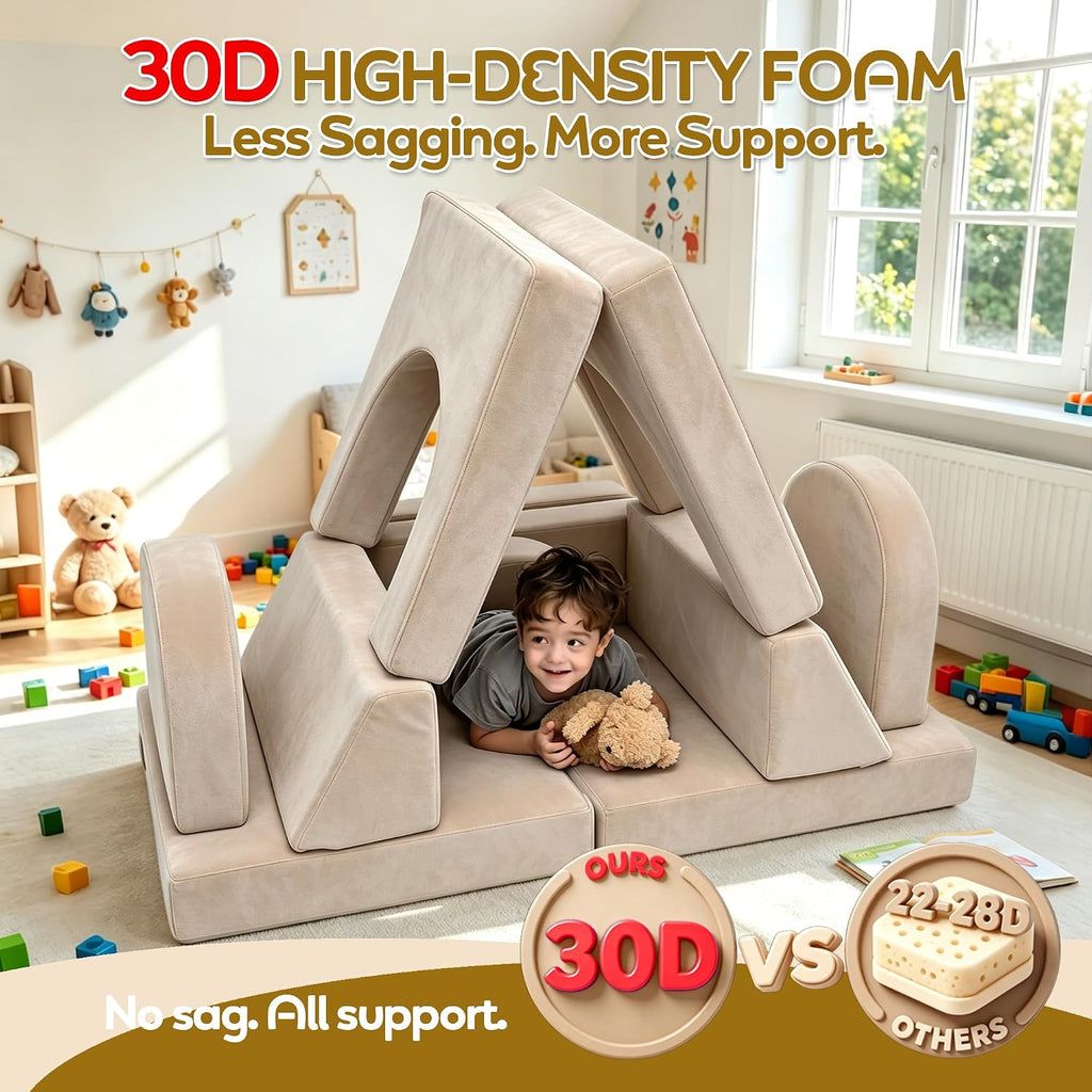Pcs Modular Kids Play Couch, Kids Sofa for Playroom - Cream