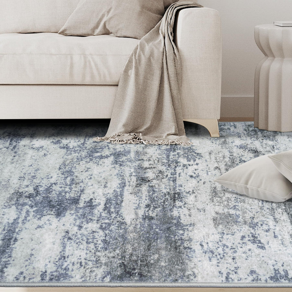 10x14 Area Rugs Washable Dining Room Blue Grey