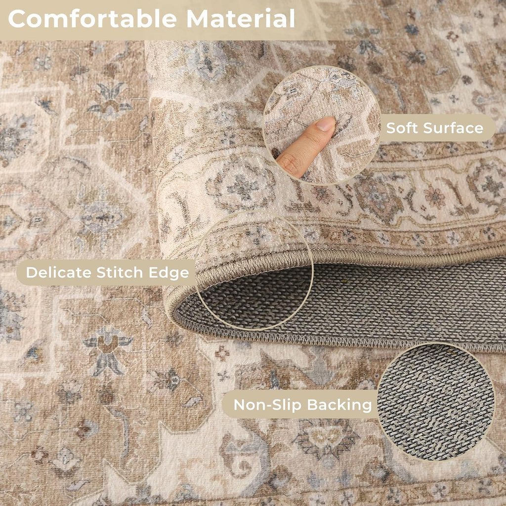 3 Piece Kitchen Rugs Sets with Runner, Washable Non Slip Soft Boho Kitchen Mats, Low Pile Stain Resistant Carpet