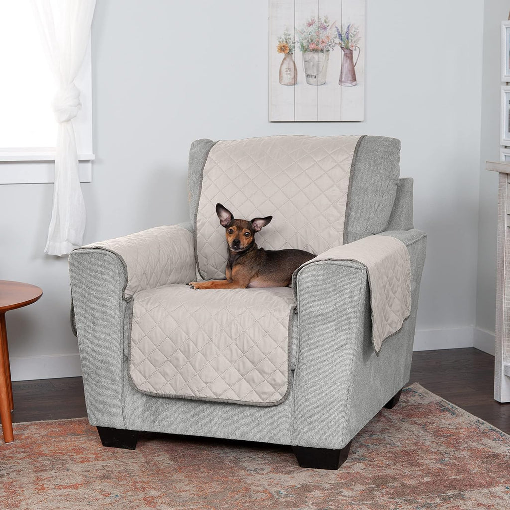 Water-Resistant & Reversible Chair Cover Protector for Dogs, Cats, & Children - Two-Tone Pinsonic Quilted Living Room