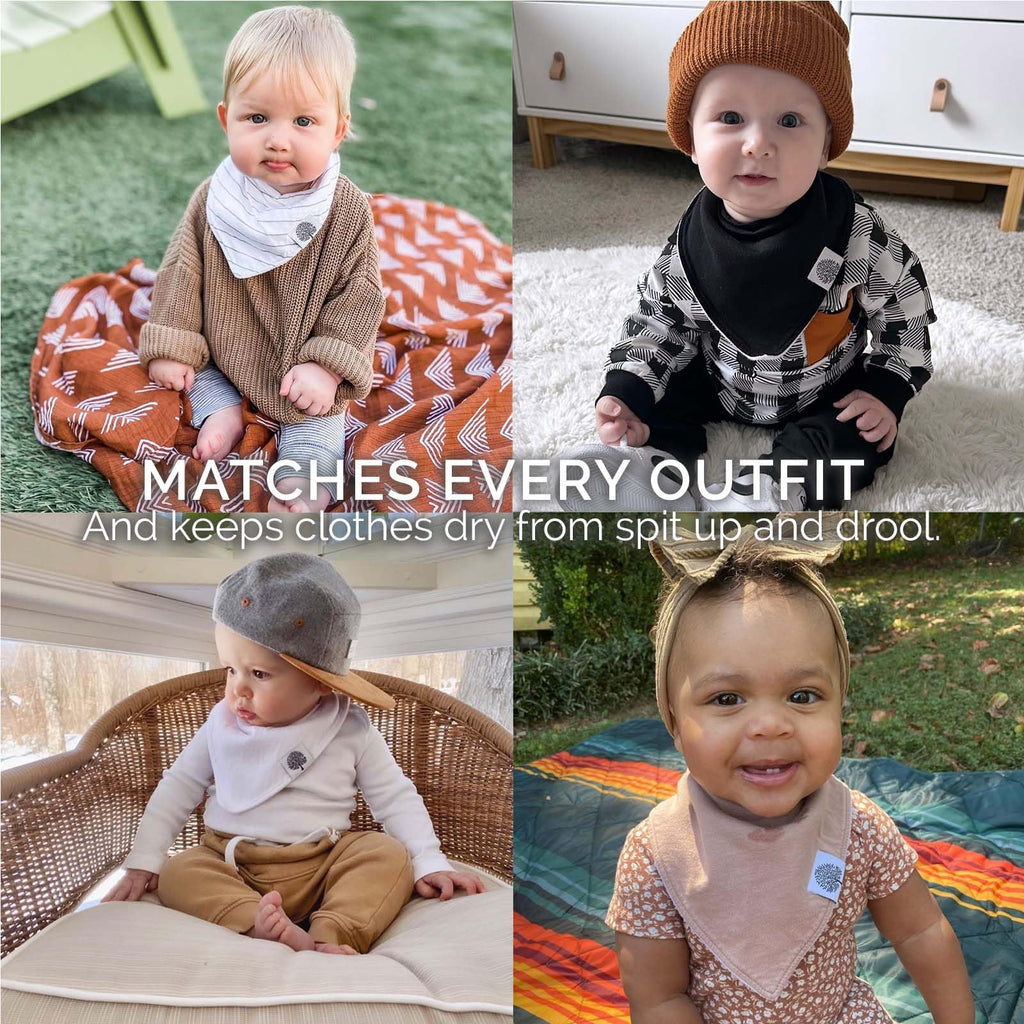 Bibs, Bandana Bibs & Drool Bibs for Teething, 8-Pack - Cloud