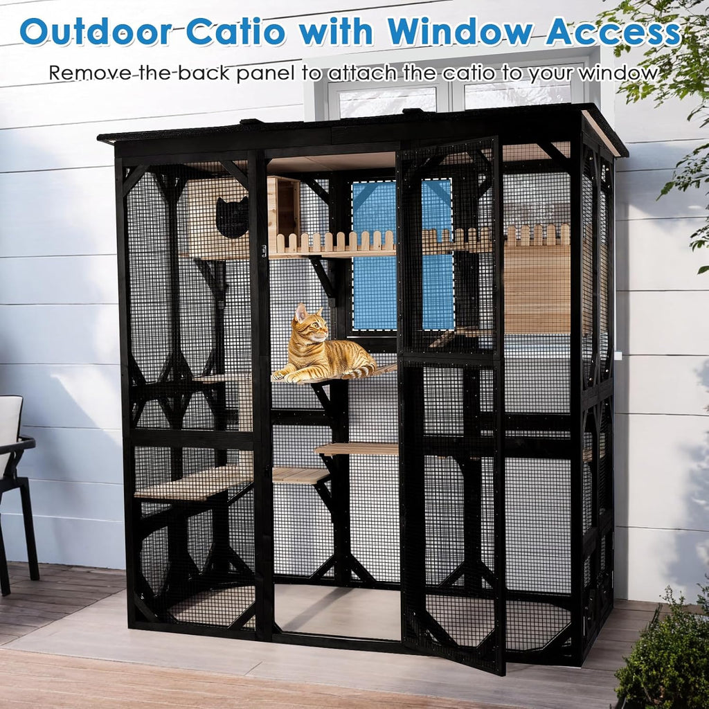 Catio Outdoor Cat Enclosure Window Access Walk-in Indoor Cat Cage Patio 71"