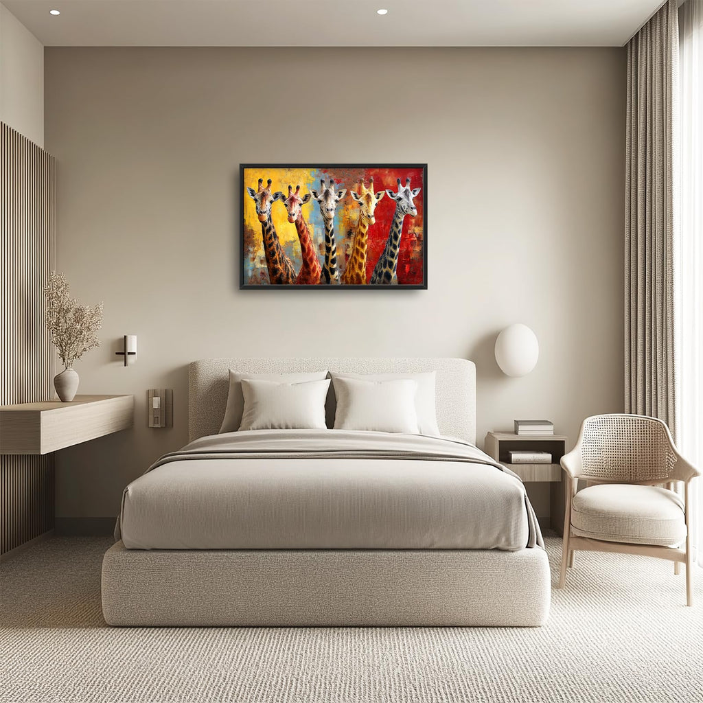 Large Wall Art Giraffe Canvas Wall Decor Funny Animal Pictures African Wildlife Paintings Prints Big Textured Artwork