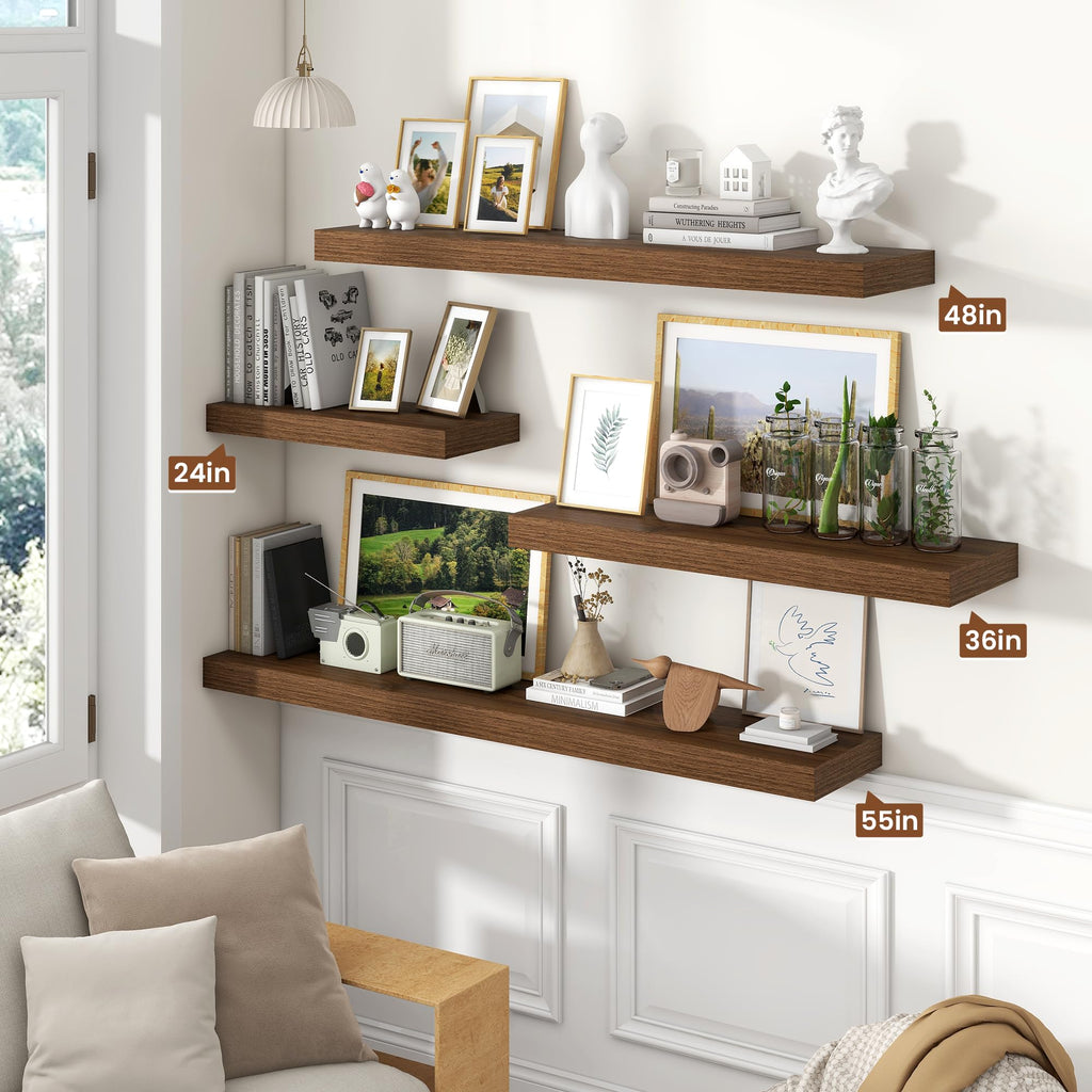 Floating Shelves 39.4" W x 10.3" D Walnut Set of 2