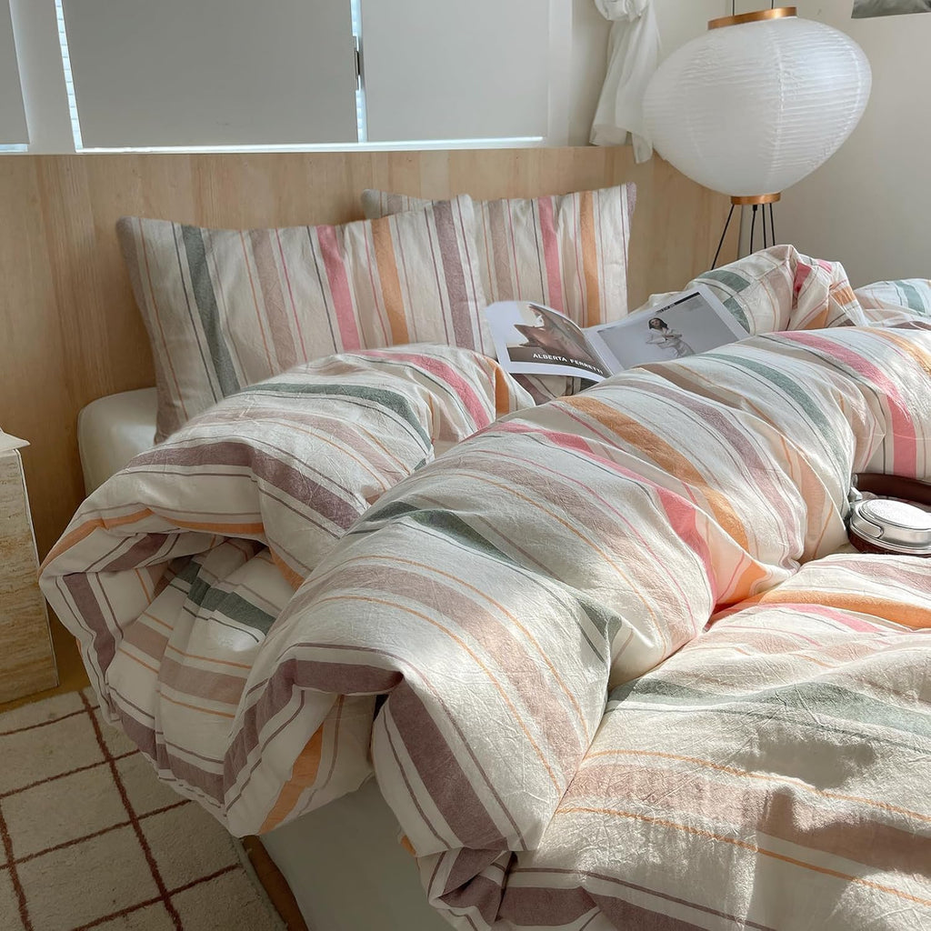 Twin XL Comforter Set Boho Geometric Striped Pattern Comforters Fluffy Bedding Comforter Sets 3 Piece Hotel Quilted