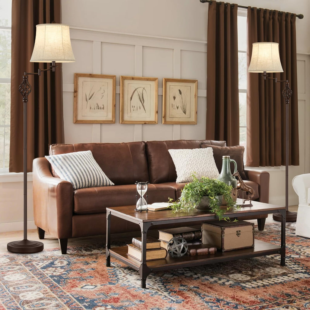 Color Temperature Adjustable Floor lamp, Traditional 350° Adjustable Swing Arm Floor Lamp Vintage Pole lamp Farmhouse