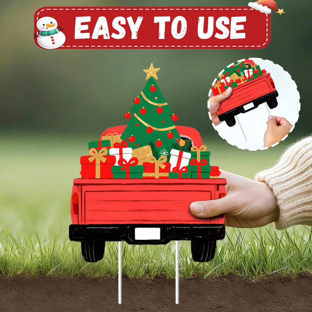 Christmas Decorations Outdoor Yard Signs - 11 PCS Christmas Santa Claus Tree Snowman Yard Signs Decor Cheerful