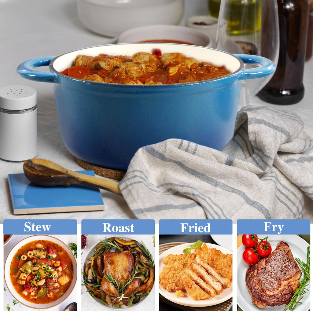 6QT Enameled Cast Iron Dutch Oven with Lid, Heavy-Duty & Non-Stick Cookware Pot for Braising, Stews, Roasting, Bread