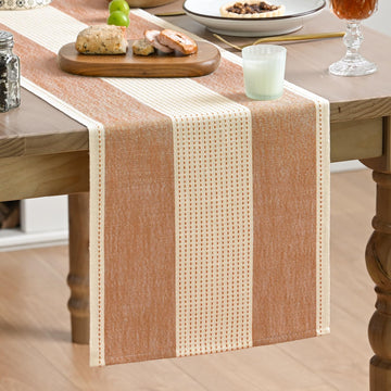 Caramel Farmhouse Rustic Fall Table Runner, Seasonal Macrame Fabric Kitchen Dining Holiday Wedding Table Decor Party