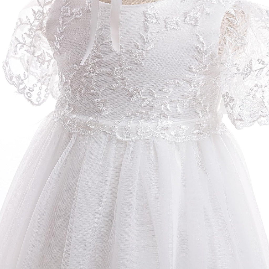 Baby Girls White Christening Dress Lace Toddler Baptism Gown Outfit for Formal Party Infant Wedding Dresses