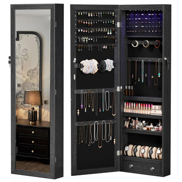 Tall Lockable Jewelry Armoire with Full Length Mirror