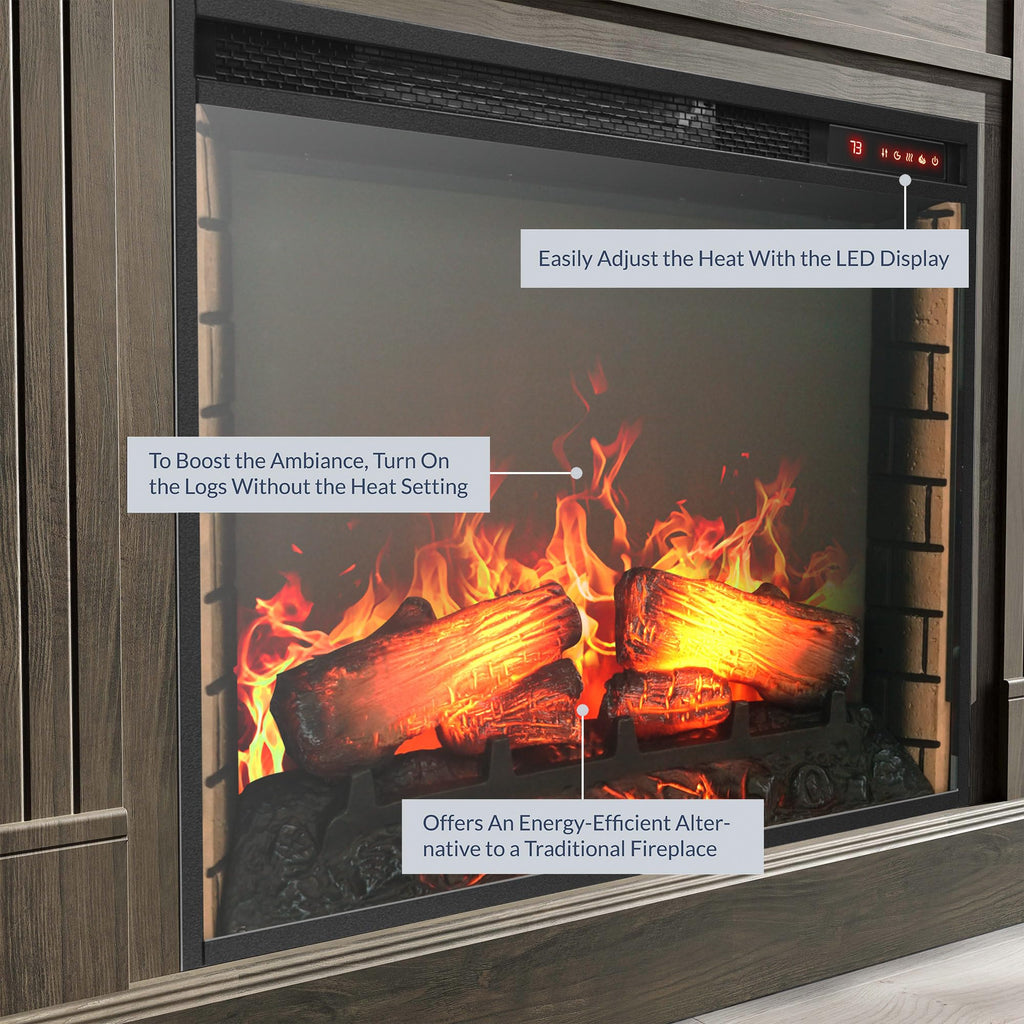 70" Lenore Mantel with Electric Fireplace Heater - Gray