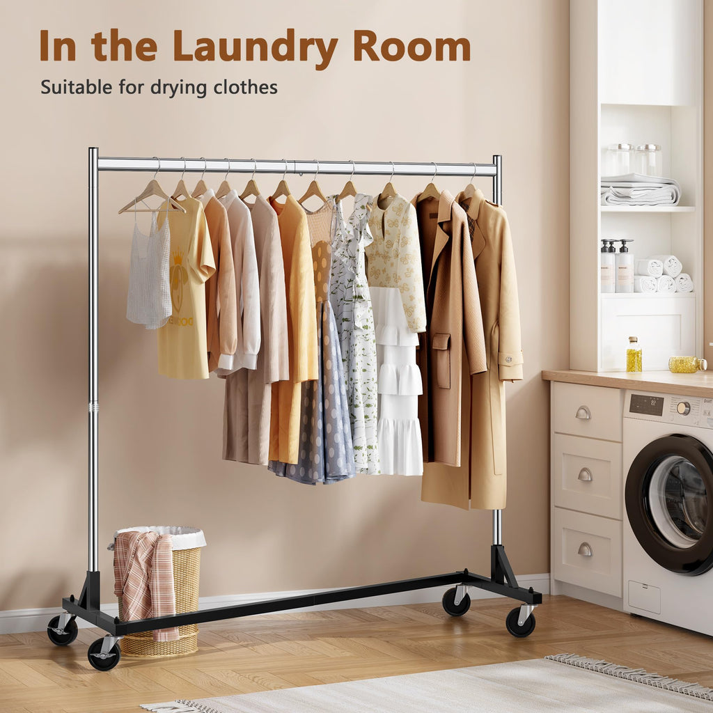 Z Rack, Rolling Clothes Racks with Z-Base, Heavy Duty Garment Rack, Clothing Racks for Hanging Clothes, Sturdy