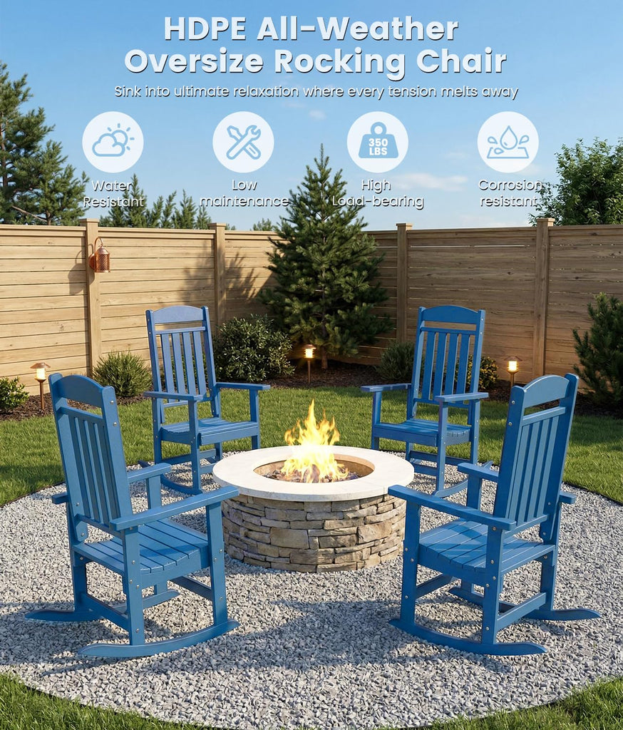 Outdoor Rocking Chair Set of 1, Oversized Rocking Chair Outdoor