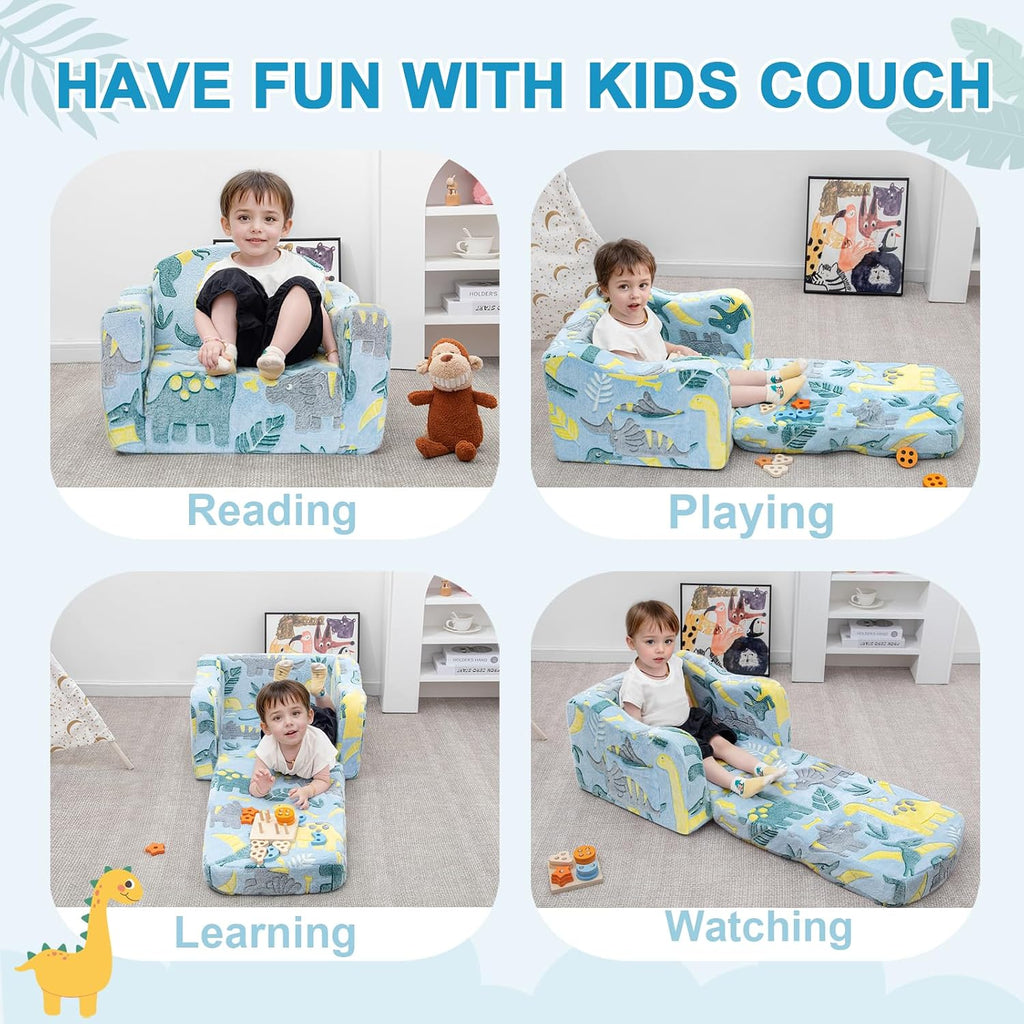 Comfy Kids Sofa Chair, in-1 Fold Out Couch with Blanket