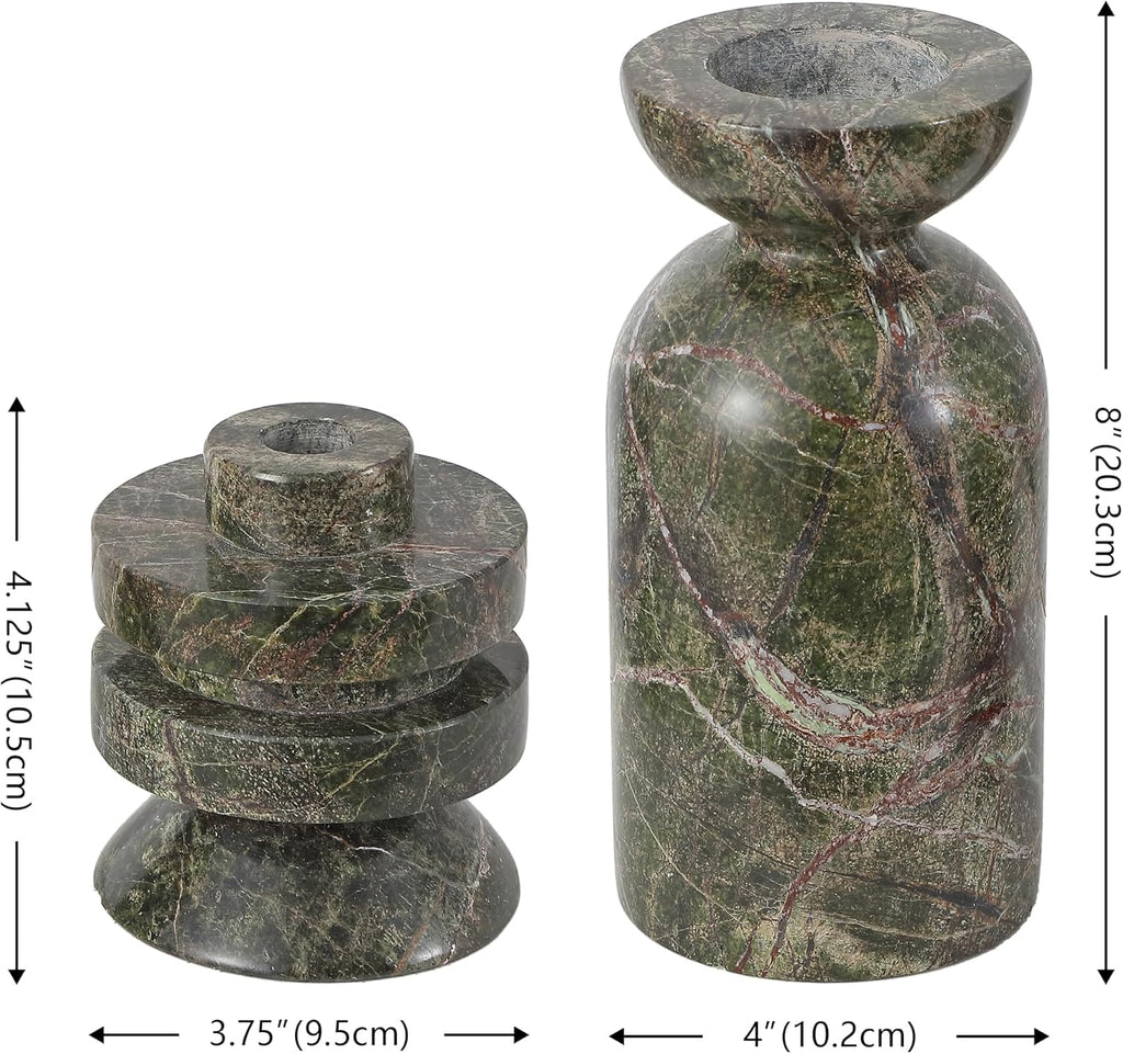 Home Collection Thea Green & Red Candle Holder Set of 2 (Fully Assembled)