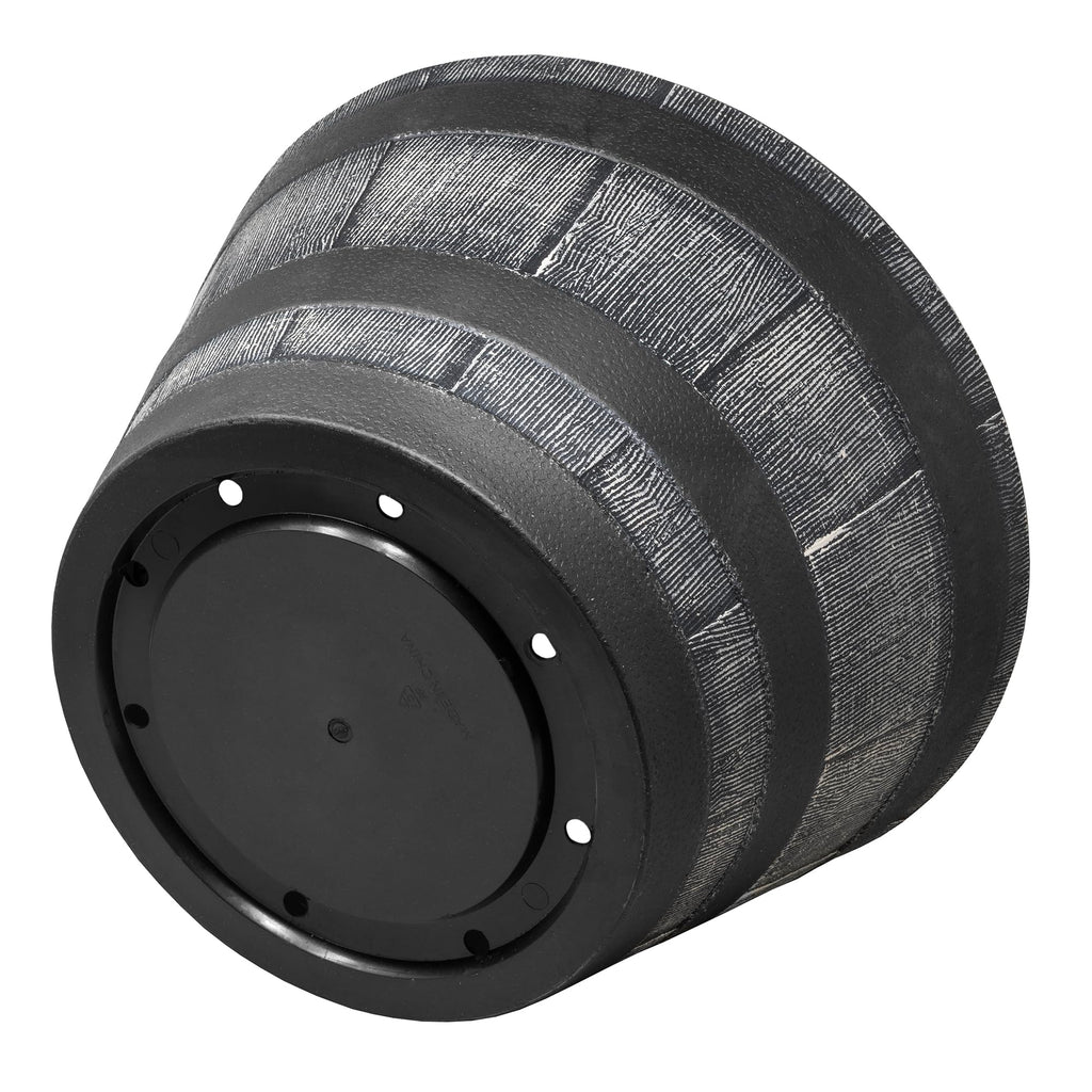 Timberline Rustic Barrel-Style Round Planter, 18in - Black, Wood-Inspired Finish for Outdoor Patio and Garden Spaces