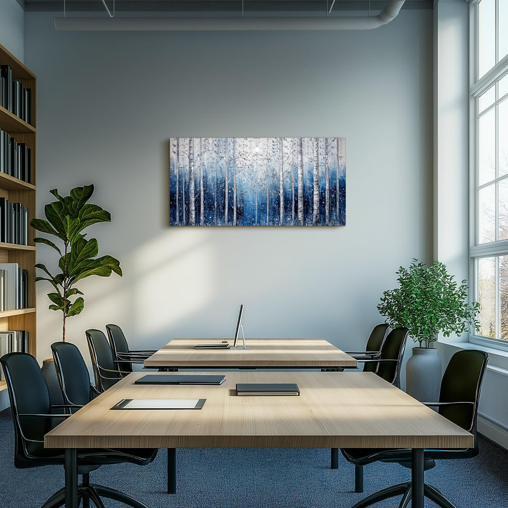 Birch Tree Landscape Wall Art, Abstract Forest Wall Decor 20"X40"