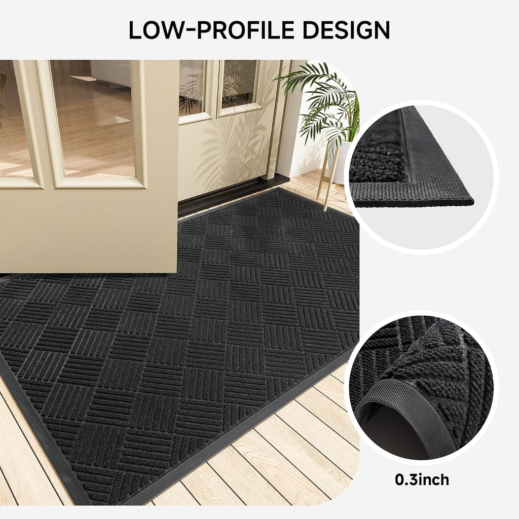 Front Door Mat, Heavy Duty Indoor Outdoor Doormat, 48" x 36" Low Profile Outdoor Mats Entrance, Stain and Fade