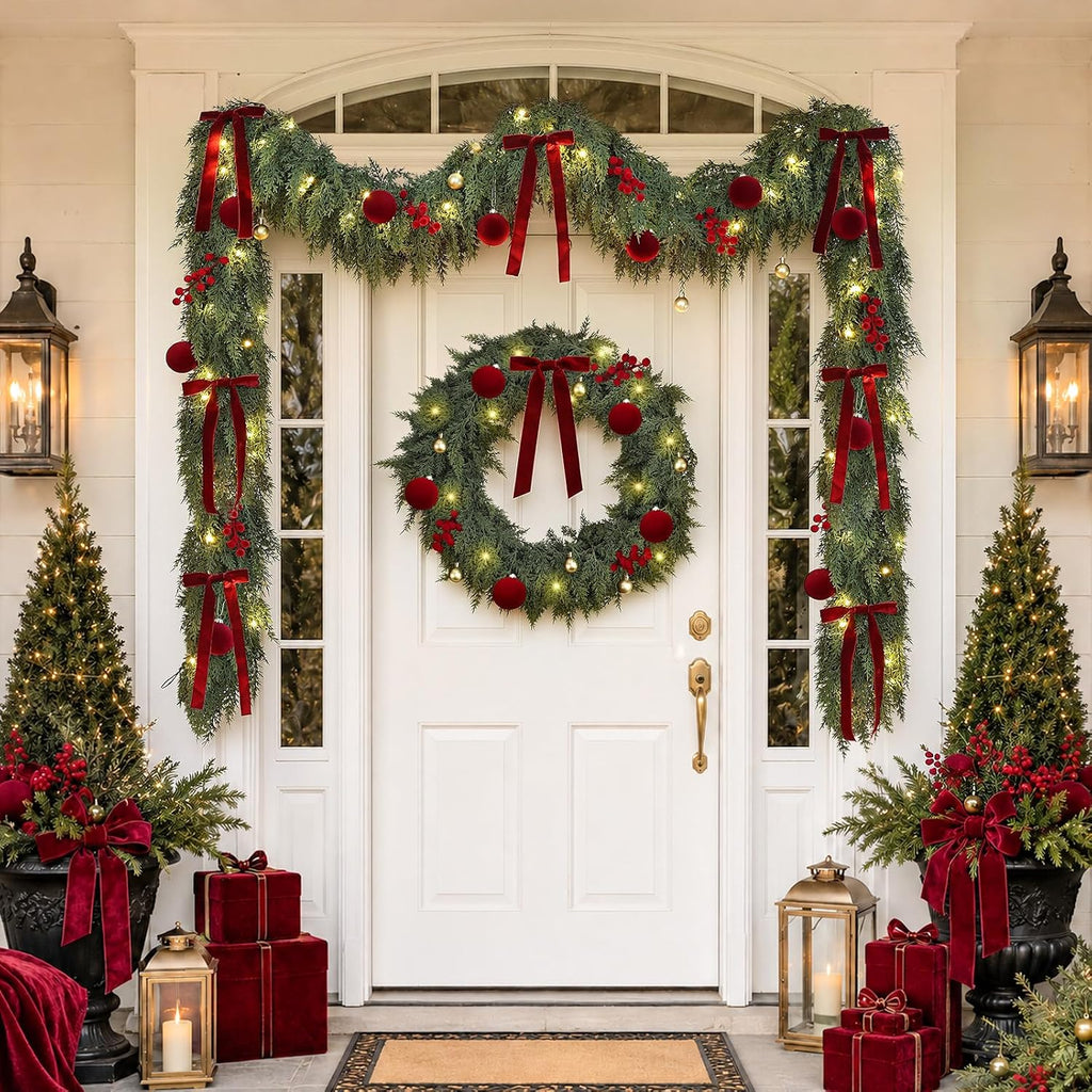 With Lights Ornaments Realistic Preit Cedar Garland