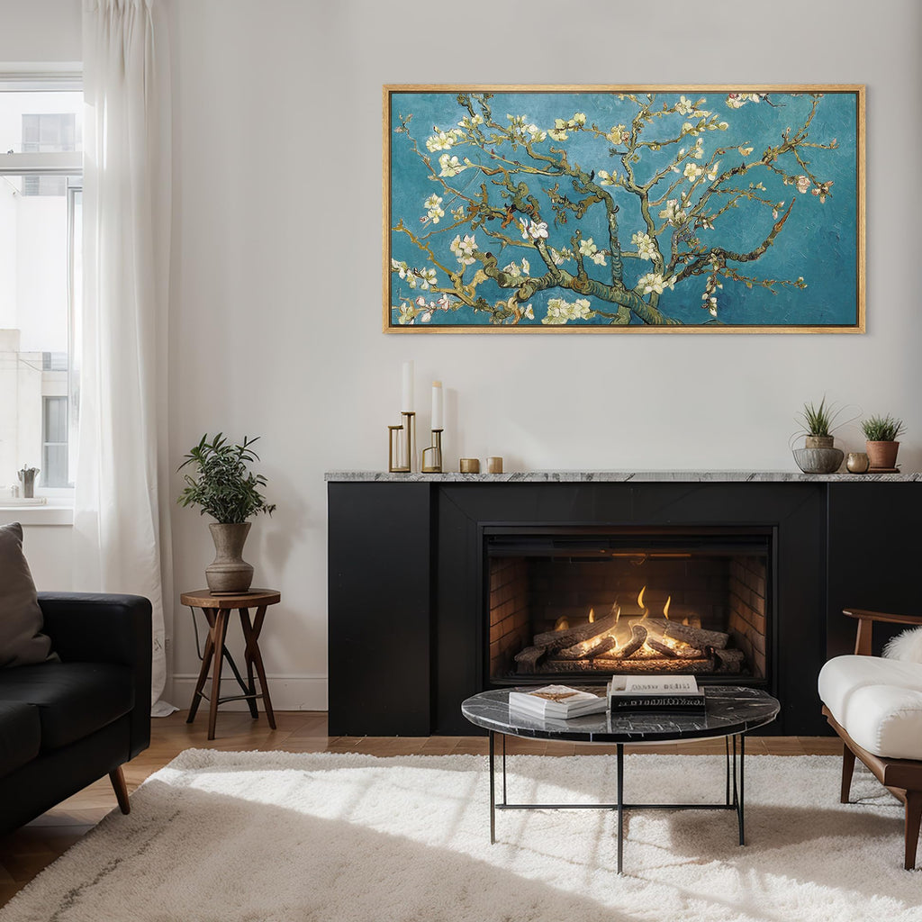 Extra Large Framed Canvas Print Wall Art Almond Blossom -Vincent Van Gogh Illustrations Antique Retro Illustrations