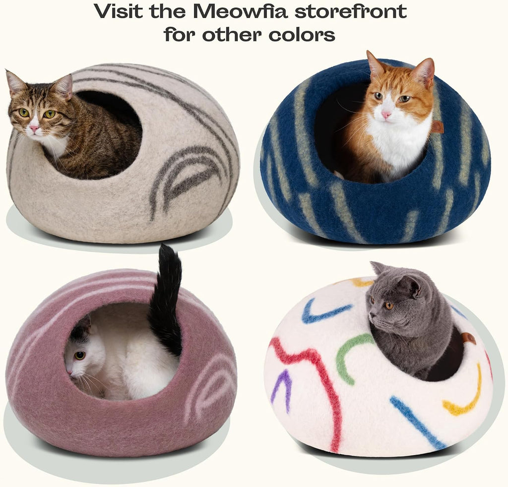 Cat Cave - Merino Wool Bed for Indoor Cats (Rose Gold, Medium)
