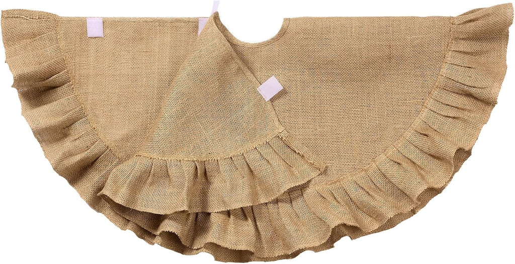31 Inch Christmas Tree Skirt Decor, Ruffled Burlap Tree Skirt, Linen