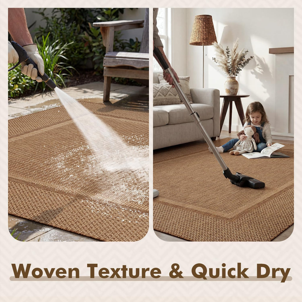 Outdoor Rug-Patio Rug Polypropylene Indoor Outdoor Rugs Outdoor Carpet Deck Balcony Porch, Textured Weave
