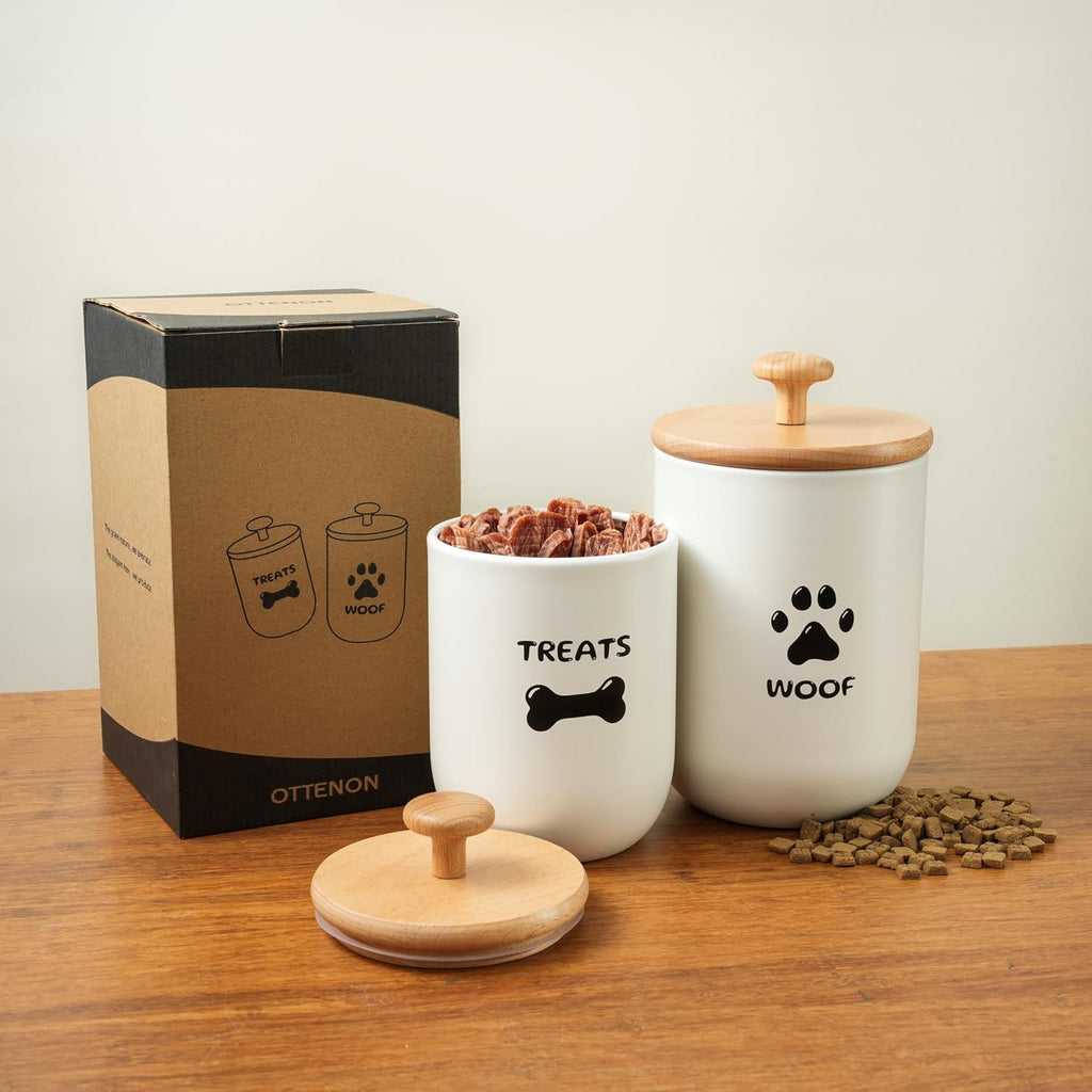 Dog Treat Container Set of 2, Dog treat jar with Airtight Lid, Small dog food container, Dog Cookie Jar Counter
